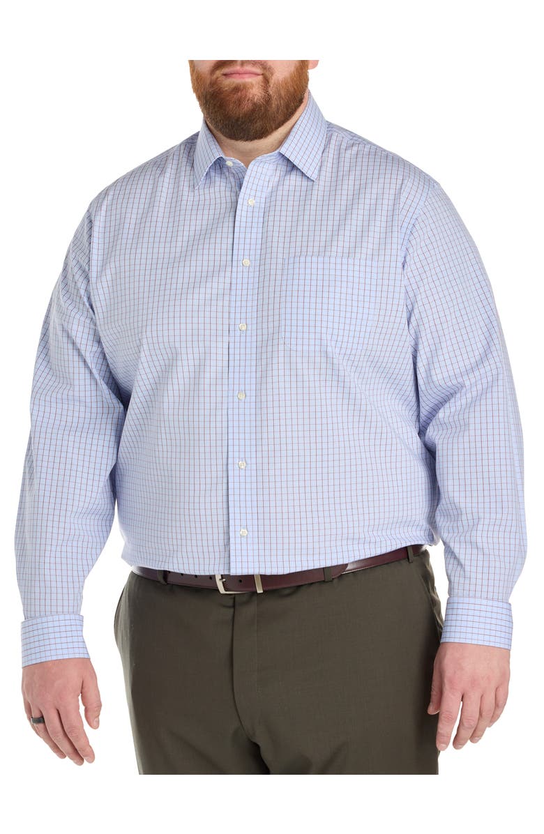 Brooks Brothers Big & Tall Non-Iron Glen Plaid Dress Shirt V2, Alternate, color, Blue