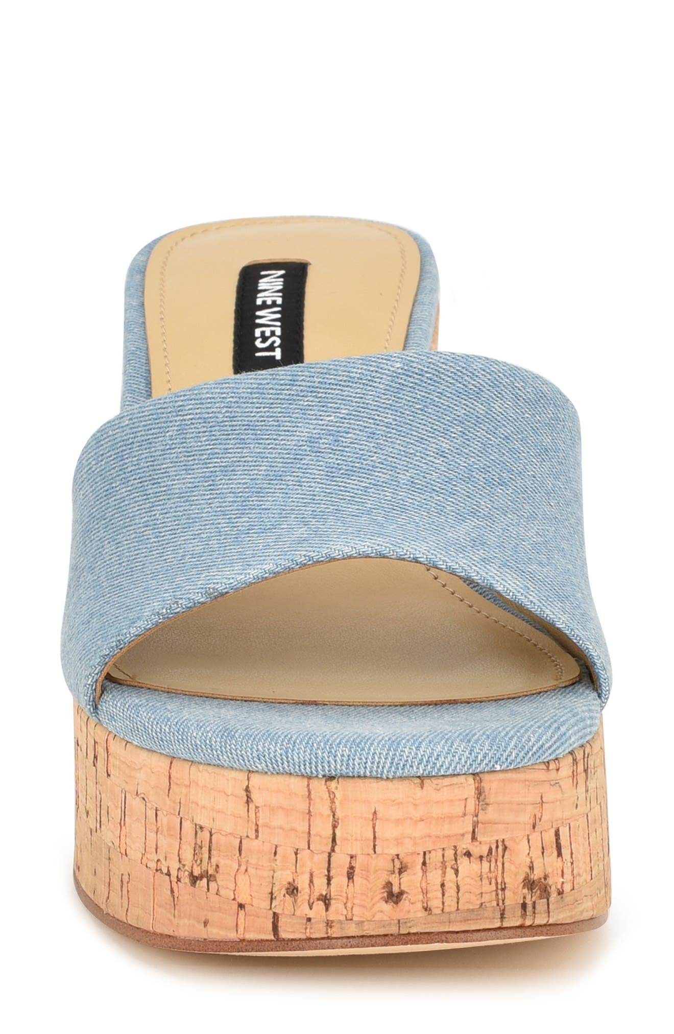 Nine West Boone Denim Platform Slide Sandal, Alternate, color, 
