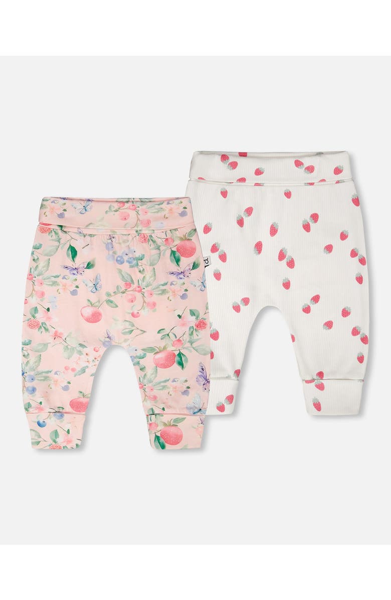 Deux par Deux 2 Pack Cotton Jersey Evolutive Berries and Strawberry Printed Pants, Main, color, Pink Printed Berries