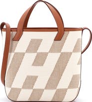 Pre-Owned Hermes Cabas H en Biais Tote Canvas with Leather 27