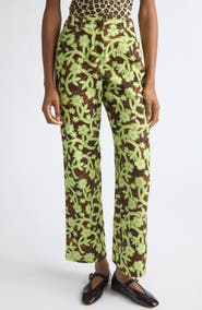 Siedrés Roux Floral Low Rise Straight Leg Cotton Twill Pants
