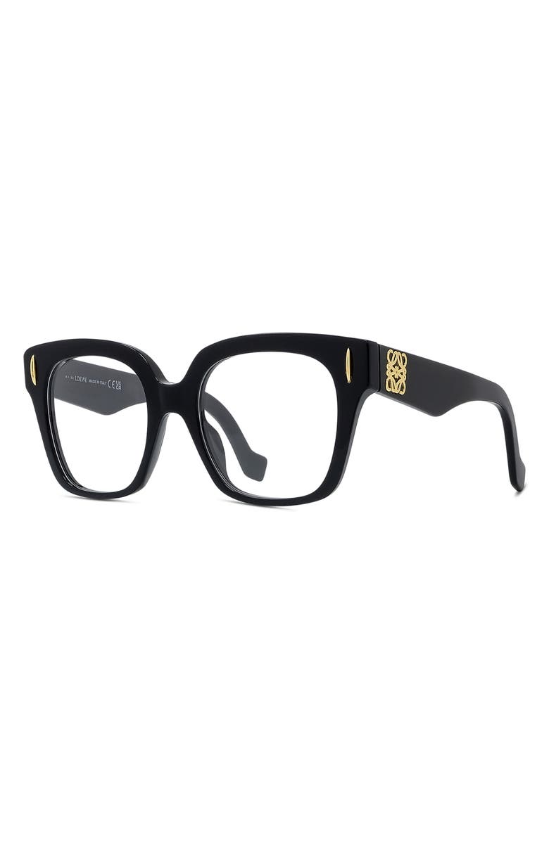 Loewe Anagram 51mm Square Optical Glasses, Alternate, color, Shiny Black