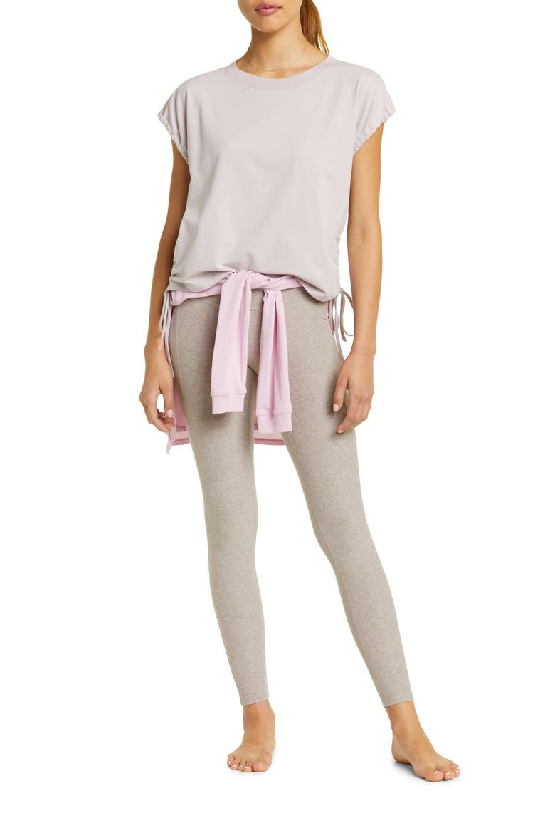 Ruched Side Tie Pima Cotton Blend T-Shirt, Alternate, color, PURPLE HEAVEN