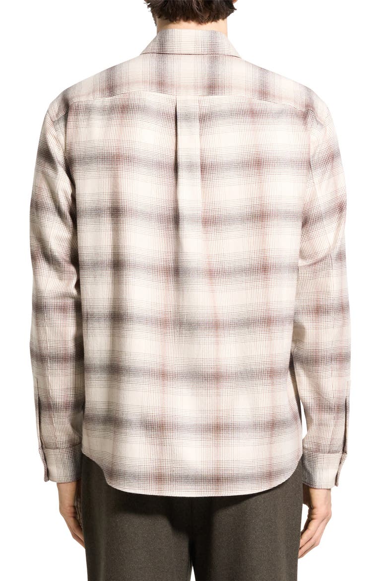 Weekend Gradient Check Brushed Cotton Button-Up Overshirt, Alternate, color, ALABASTER MULTI - UOY