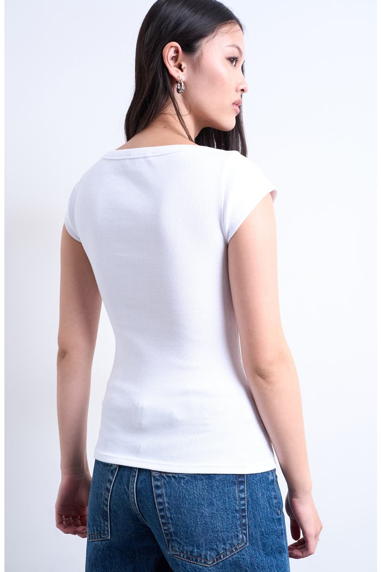 Rib Square Neck T-Shirt, Alternate, color, WHITE