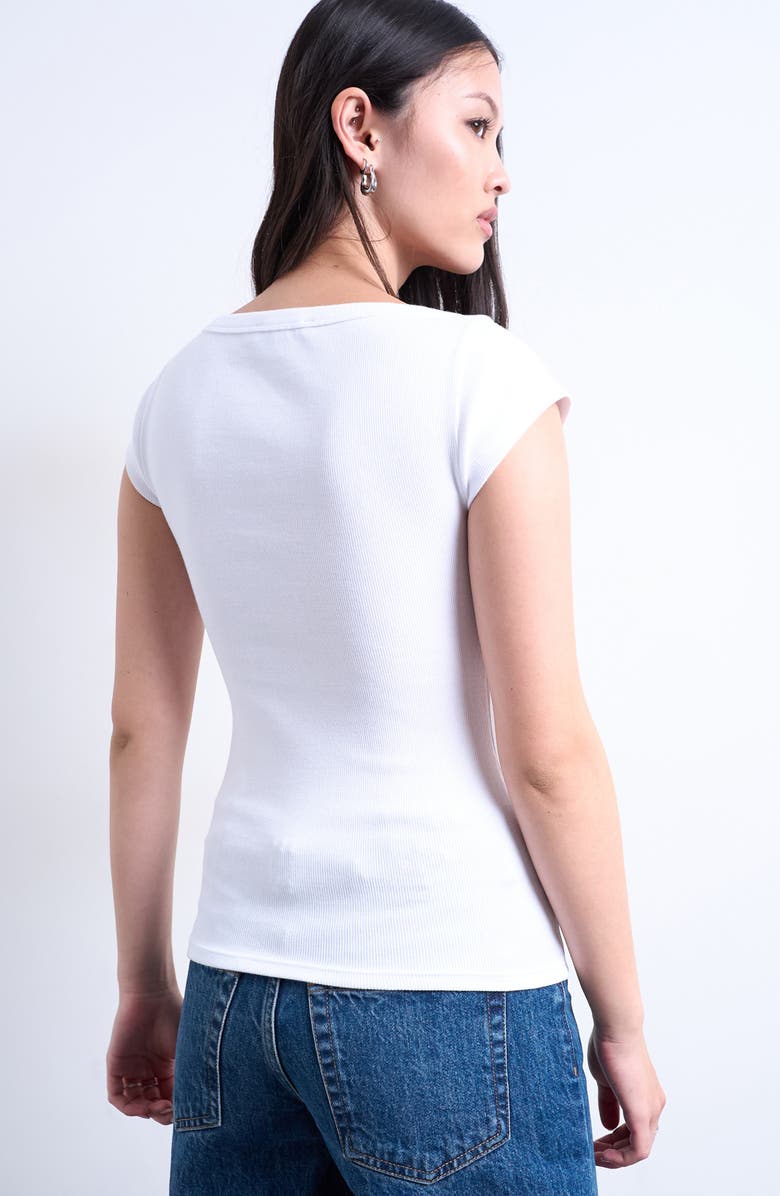 Topshop Rib Square Neck T-Shirt, Alternate, color, White