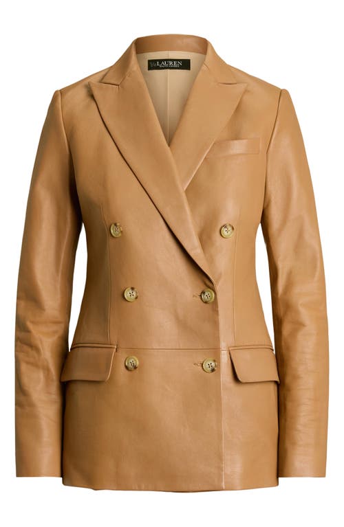 RALPH LAUREN LAUREN RALPH LAUREN DOUBLE BREASTED LEATHER BLAZER