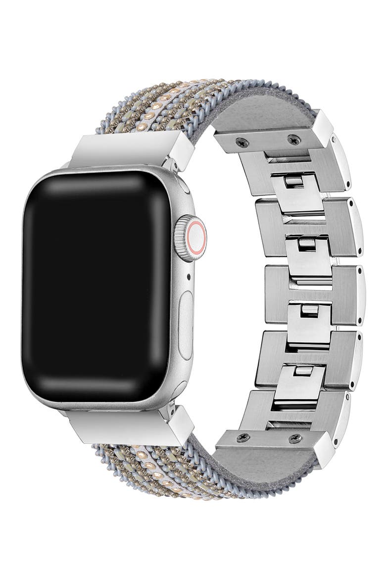 Beaded Apple Watch® Bracelet Watchband, Alternate, color, SILVER