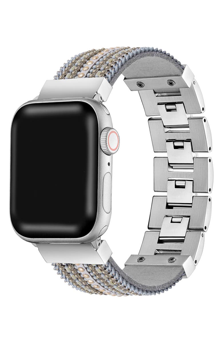Posh Tech Beaded Apple Watch<sup>®</sup> Bracelet Watchband, Alternate, color, Silver