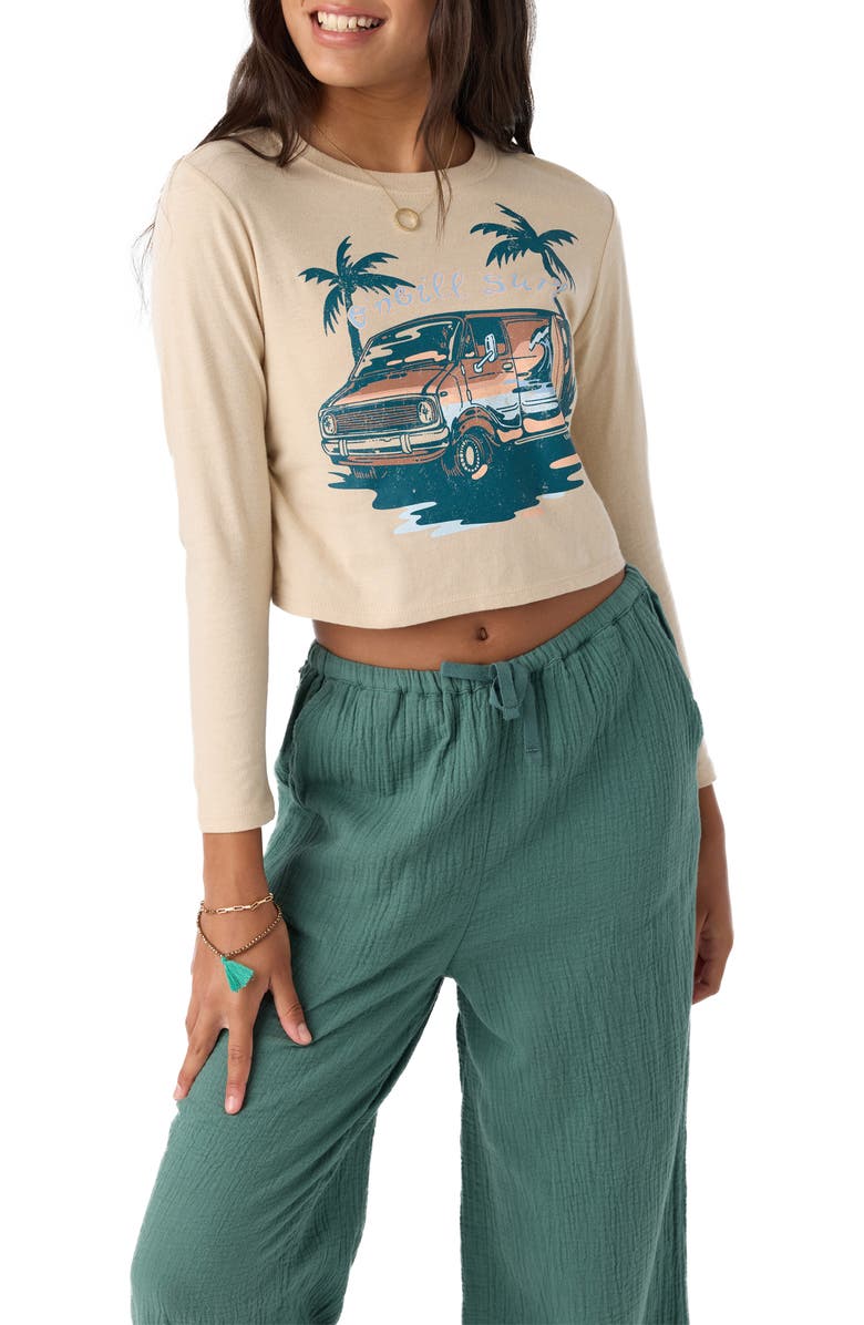 O'Neill Kids' Coastal Cruiser Crop Cotton Graphic T-Shirt, Alternate, color,