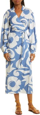 Rebecca Taylor Silhouette Fleur Long Sleeve Wrap Dress