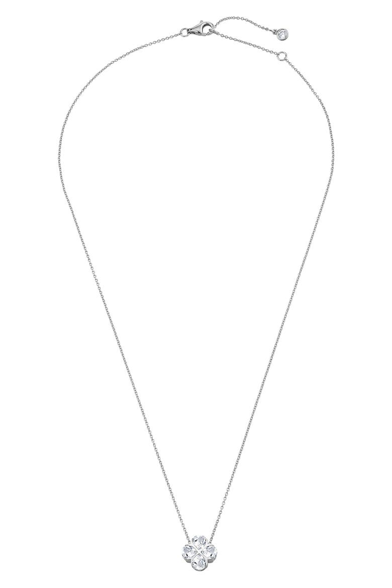 Four Stone Pendant Necklace, Alternate, color, PURE PLATINUM / CLEAR STONE