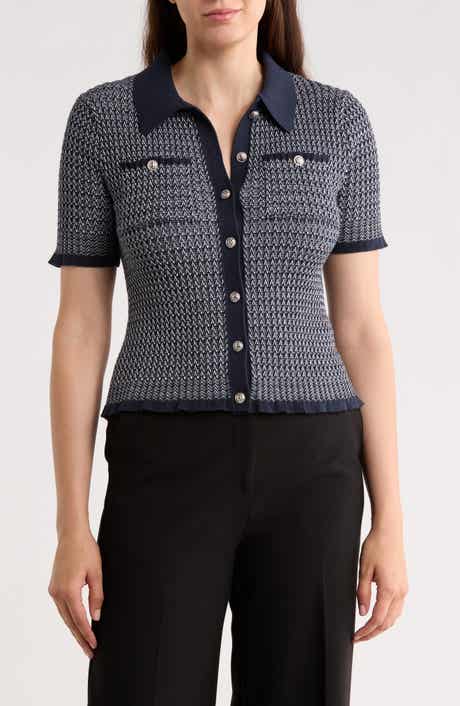 ELIE ELIE TAHARI Herringbone Cardigan Sweater