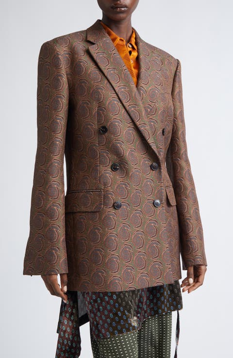 Bafya Abstract Swirl Double Breasted Blazer