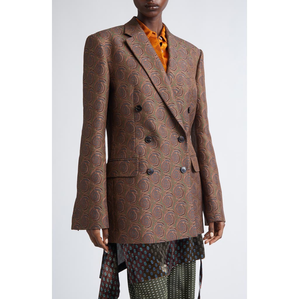 Dries Van Noten Bafya Abstract Swirl Double Breasted Blazer in Bottle  product