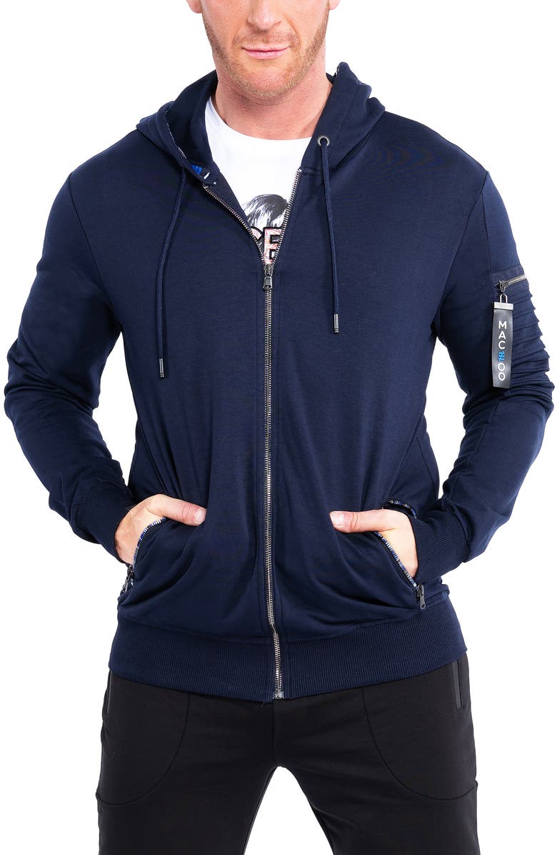 Maceoo Front Zip Stretch Cotton Hoodie, Alternate, color, 
