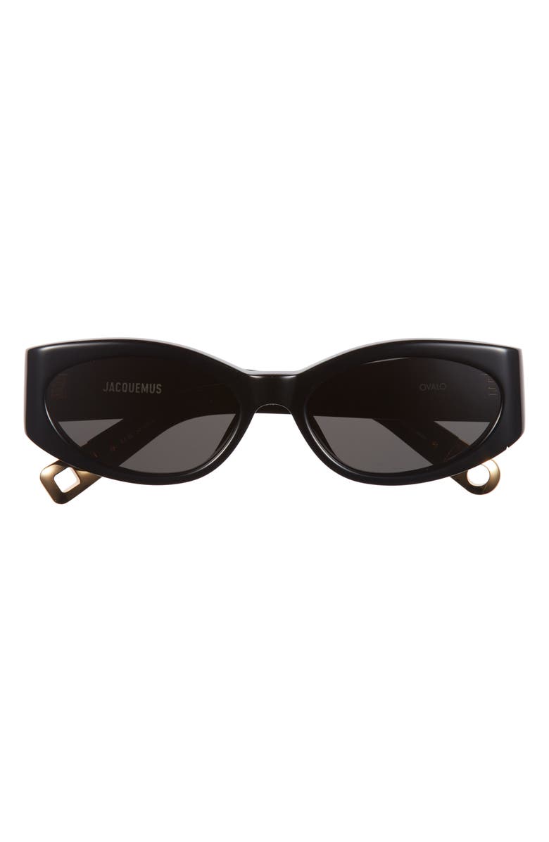 Jacquemus 55mm Oval Sunglasses, Main, color, Black/ Gold