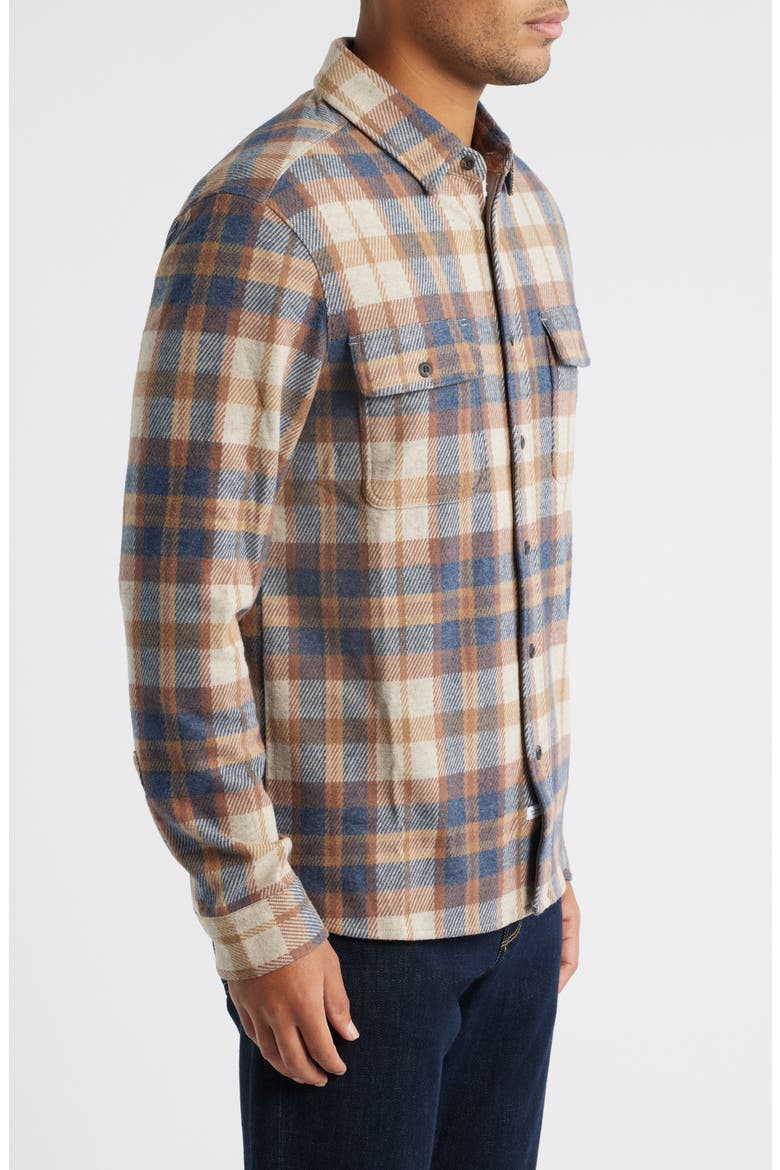 Generation Plaid Stretch Flannel Button-Up Shirt, Alternate, color, TAN