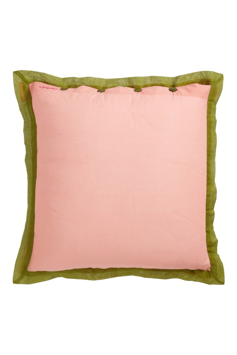 Cotton & Organza Accent Pillow, Main, color, PEACH - LEAVES GREEN