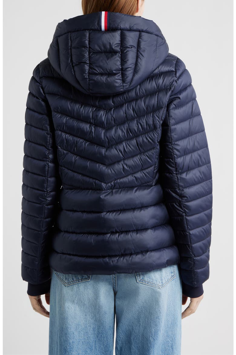 Packable Chevron Puffer Jacket with Hood, Alternate, color, NAVY