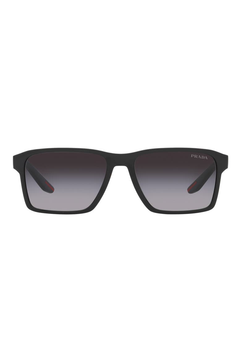 58mm Gradient Rectangular Sunglasses, Main, color, BLACK