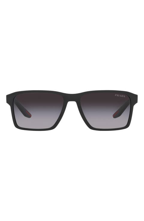 58mm Gradient Rectangular Sunglasses