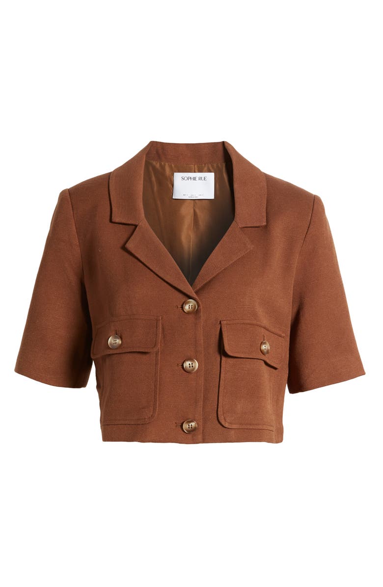 Sophie Rue Pauline Crop Linen Blend Suit Jacket, Alternate, color, 