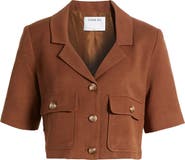 Sophie Rue Pauline Crop Linen Blend Suit Jacket