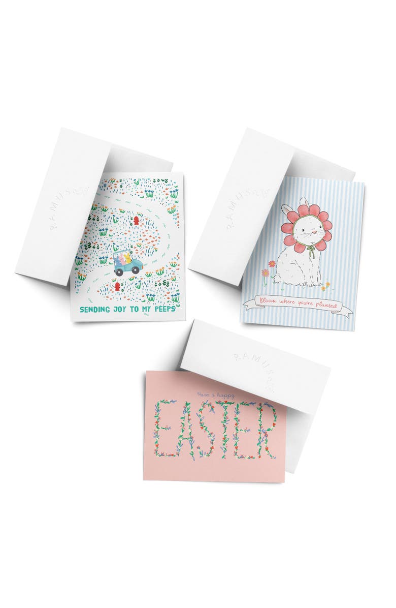 Ramus & Co Easter Assorted Greeting Card Pack (3ct) "Peeps, Flower Bunny, Pink Easter", Main, color, Multi-Pack