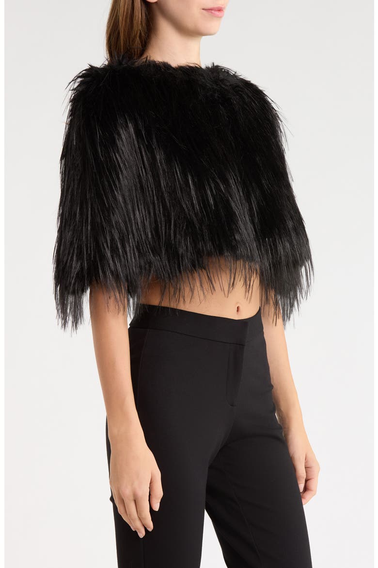 Faux Fur Cape, Alternate, color, NOIR