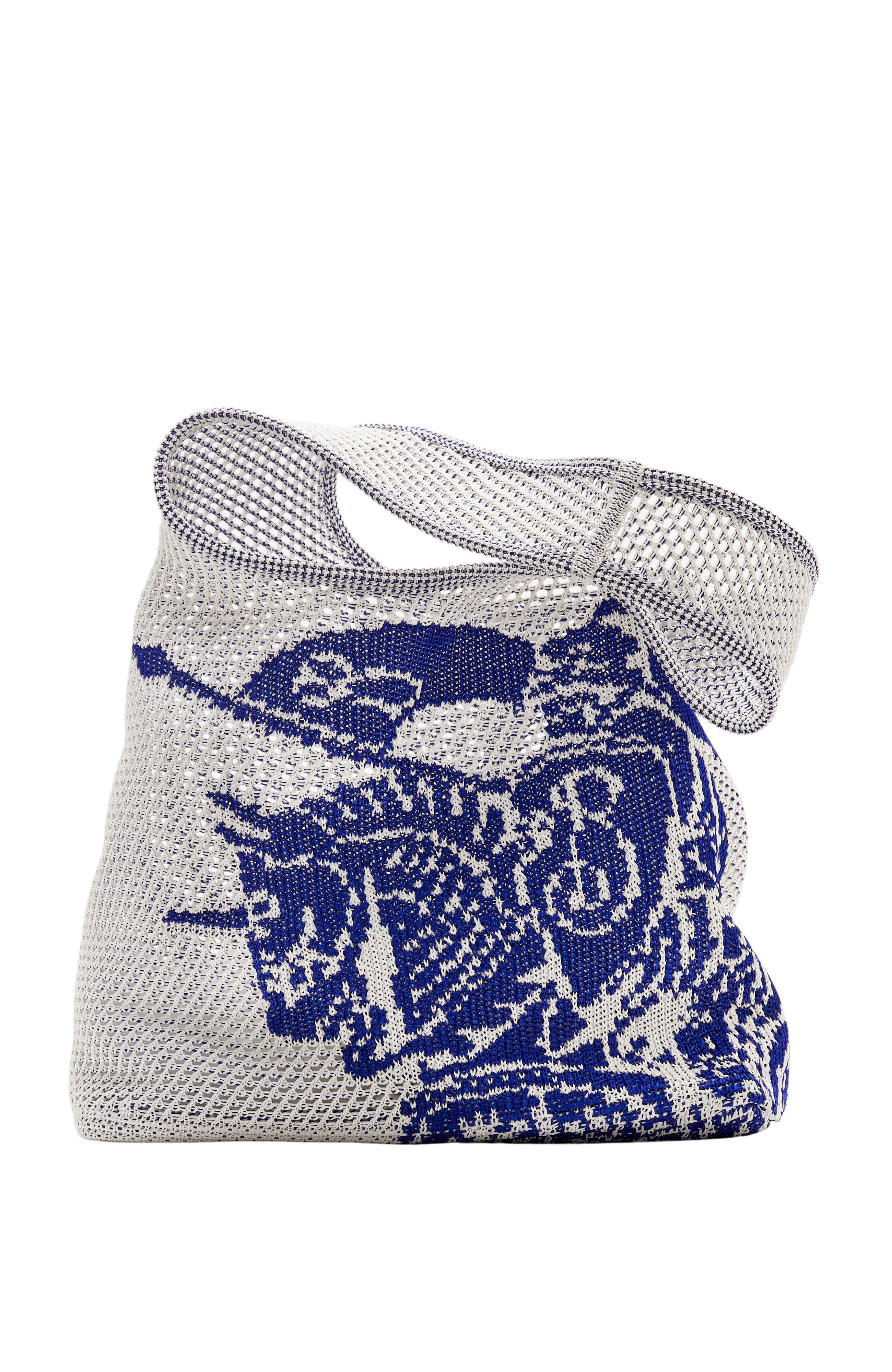 Burberry Large EKD Crochet Bag, Main, color, White