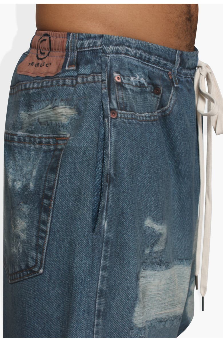 THE CELECT Dumb Printed Denim Short, Alternate, color, Denim