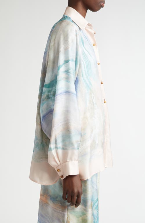 Zimmermann Womens Illuminate Printed Relaxed-fit Silk Shirt Blue Agate Xl In Blue Agate