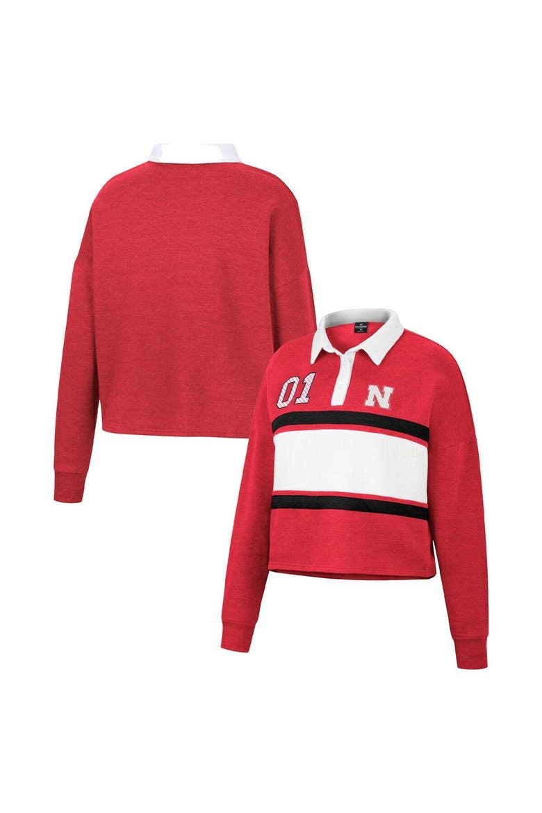 Women's Colosseum Scarlet Nebraska Huskers I Love My Job Rugby Long Sleeve Shirt, Main, color, Scarlet