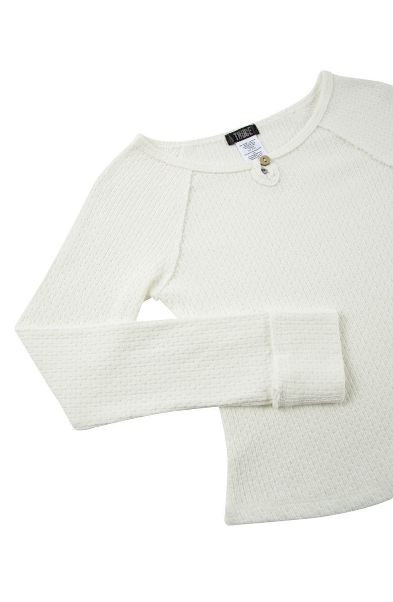 Truce Kids' Waffle Stitch Long Sleeve Top, Alternate, color, Off-White