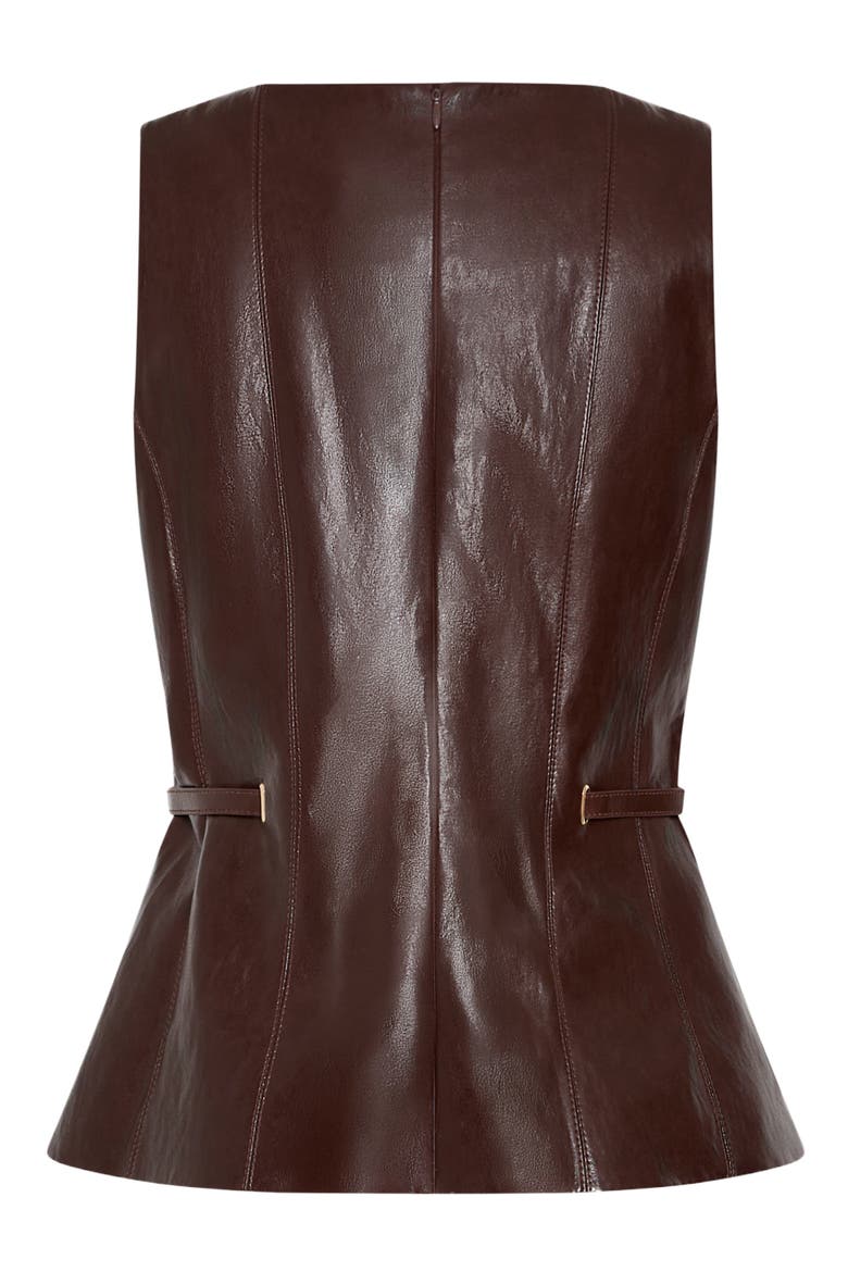 Gwen Faux Leather Belted Top, Alternate, color, DARK BROWN