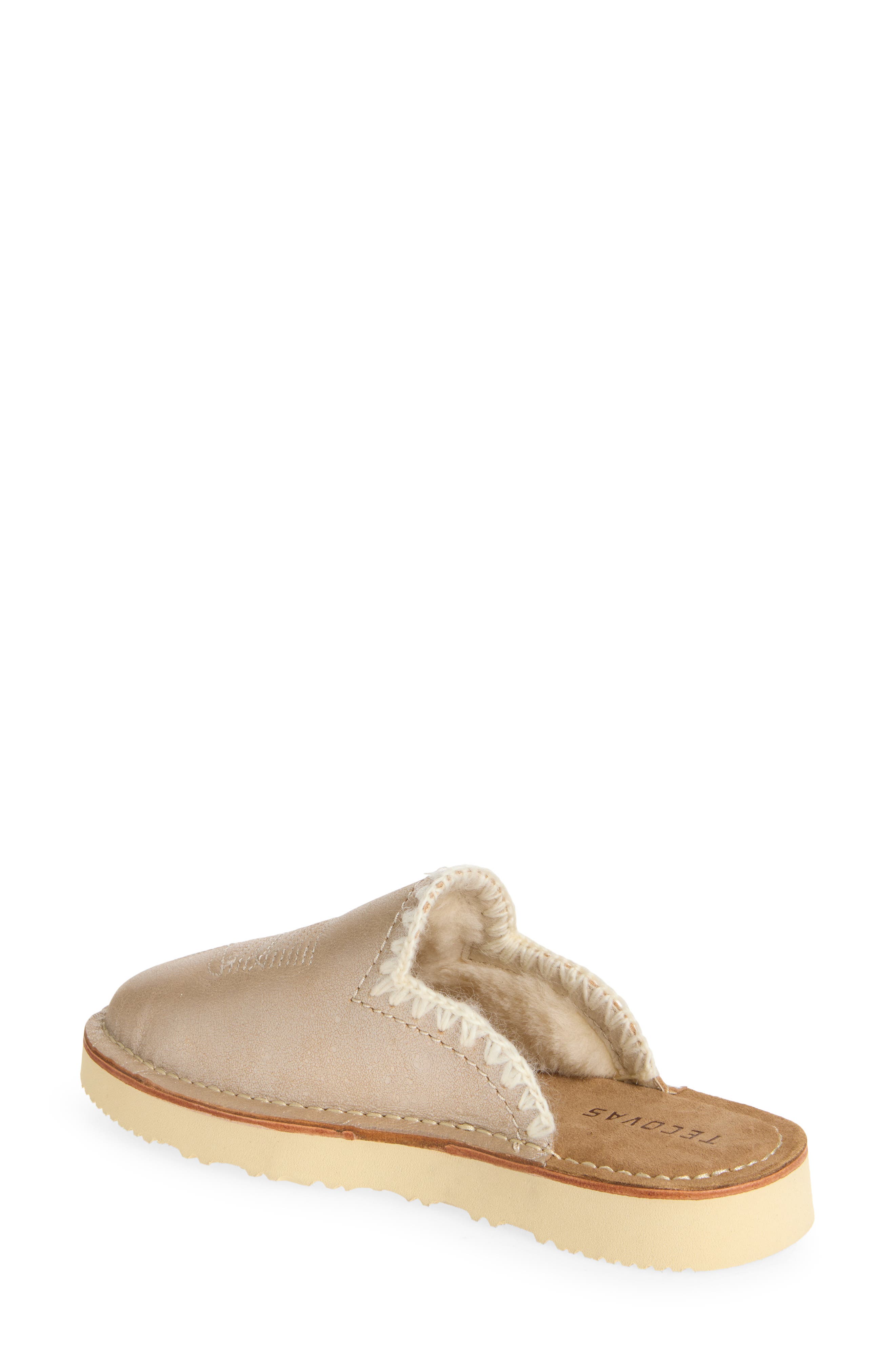 The Olivia Brown Genuine Shearling Lined Mule, Alternate, color, PLATINO