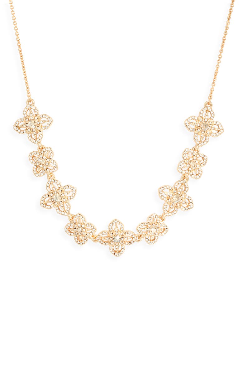 Lace Is More Floral Frontal Necklace, Main, color, GOLD/ CGS/ CRY
