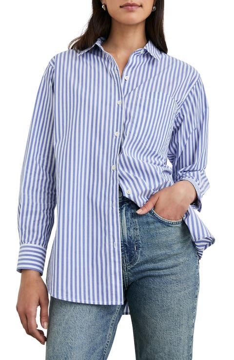 Elsa Stripe Cotton Button-Up Shirt