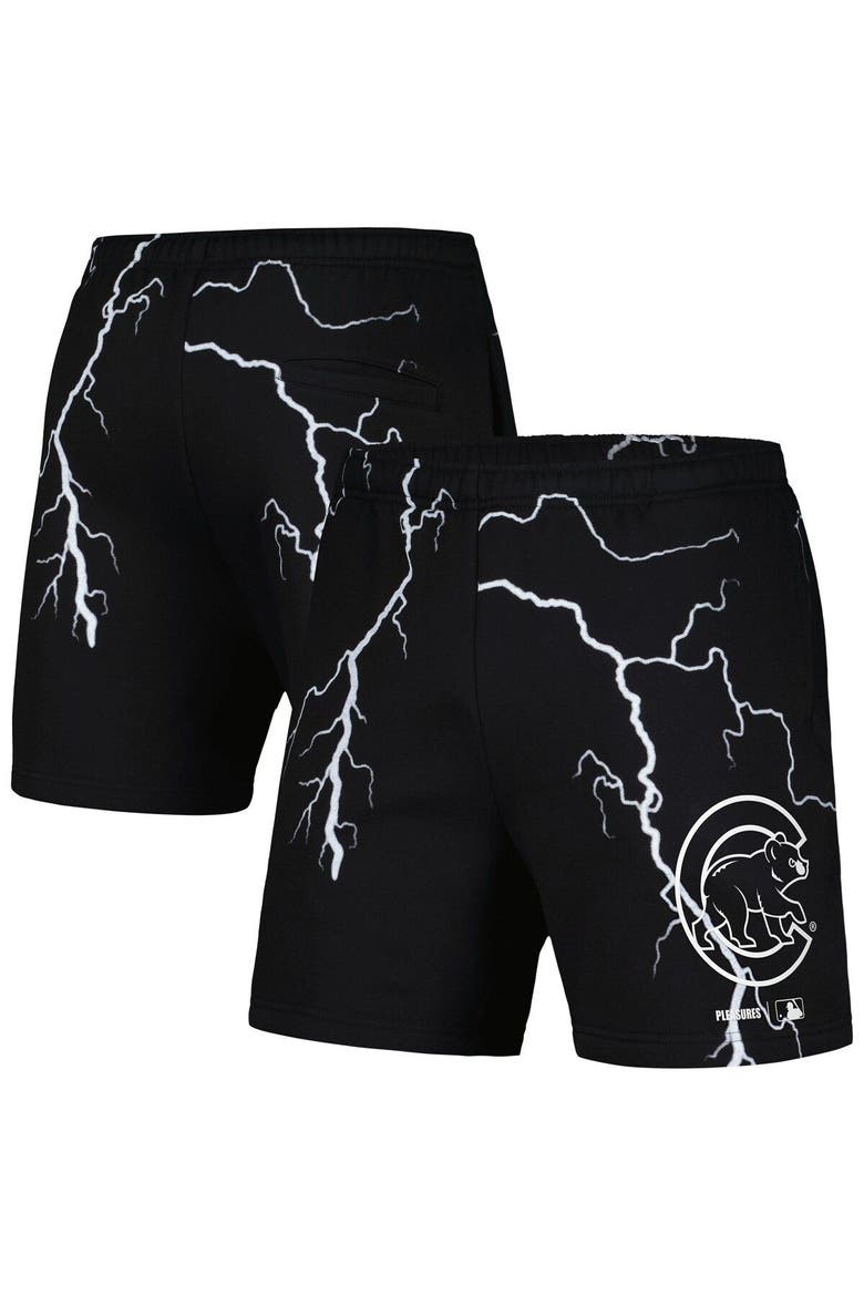 Men's PLEASURES  Black Chicago Cubs Lightning Shorts, Main, color, Black