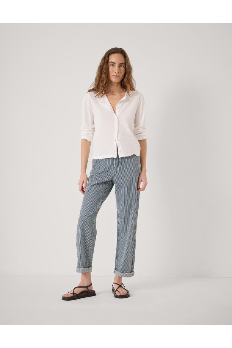 Button Fly Stripe Boyfriend Jeans, Alternate, color, Blue Stripe