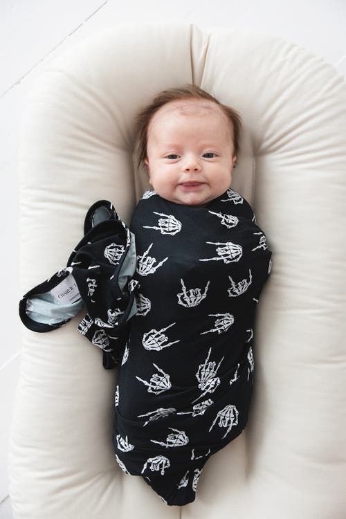 Charlie Lou Baby ® Rock N' Skull Stretchy Swaddle In Black