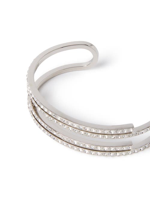 Off-white Silver Paper Clip Cuff In Silver