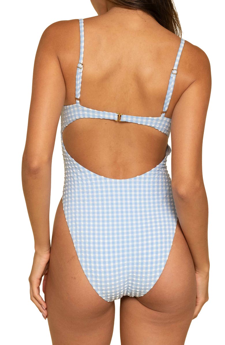 MONTCE Gingham Underwire One-Piece Swimsuit, Alternate, color, Periwinkle Micro Gingham