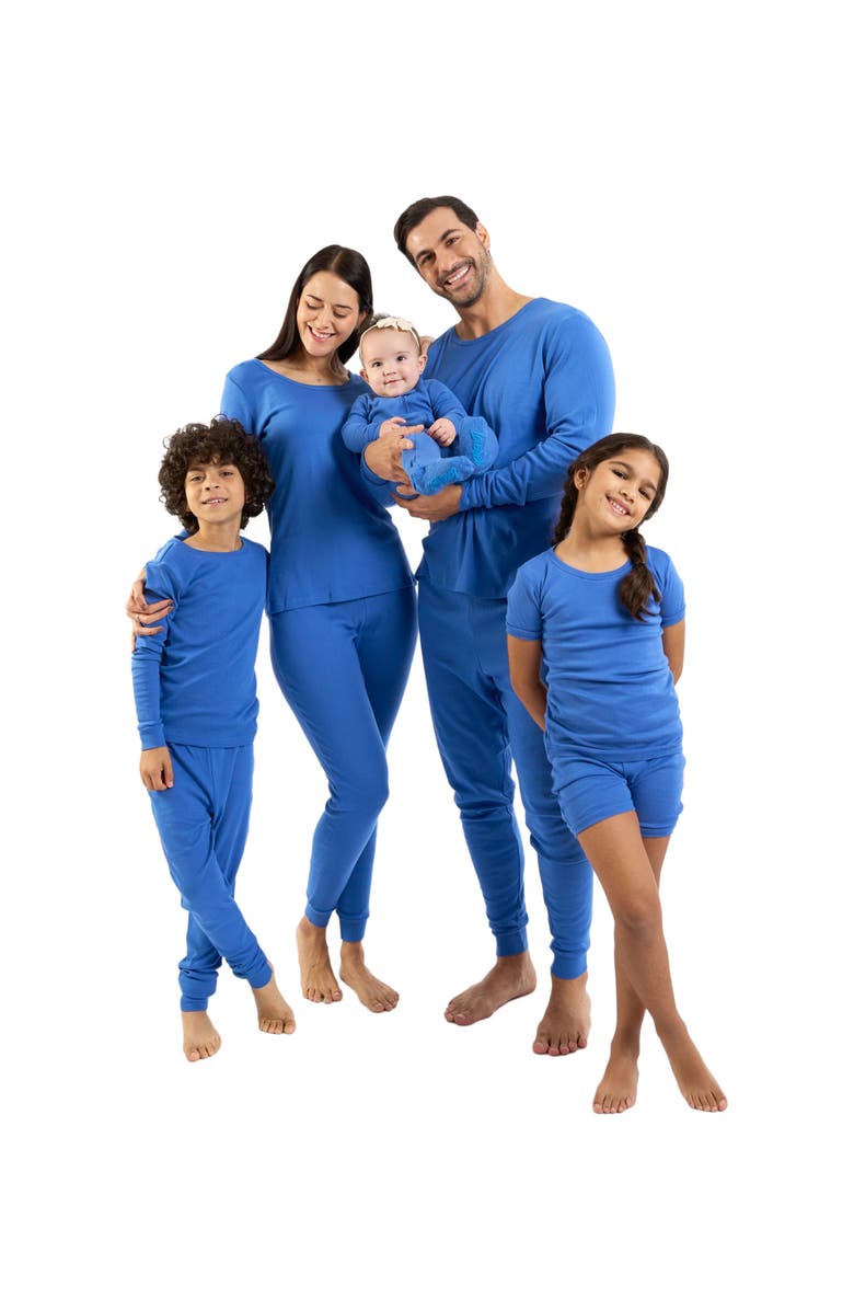 Leveret Footed Solid Cotton Matching Family Pajamas, Alternate, color, Royal Blue