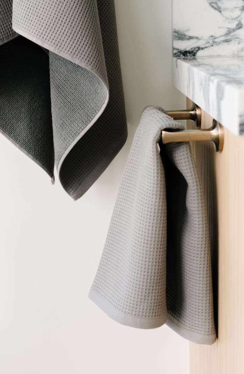 Cozy Earth 2-Pack Waffle Hand Towel, Alternate, color, Charcoal