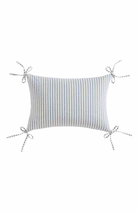 Palm Aire Seersucker Medley Bow Accent Pillow
