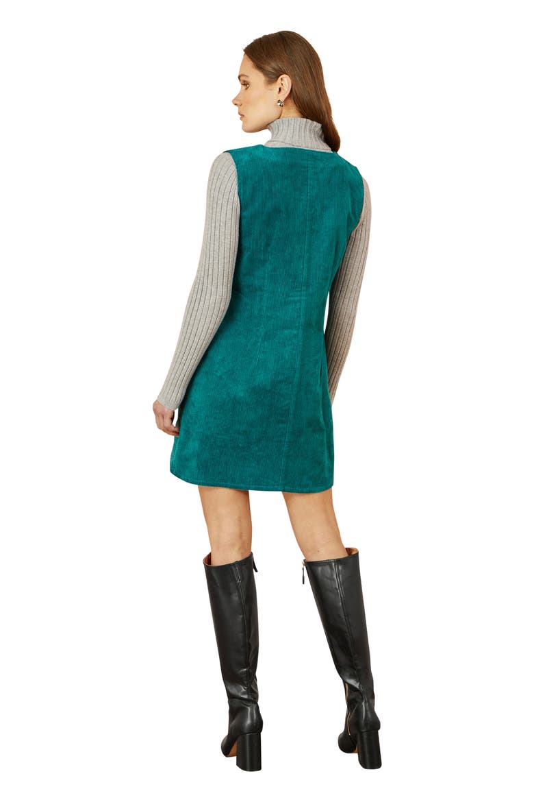 V-Neck Cord Pinafore Dress, Alternate, color, Teal