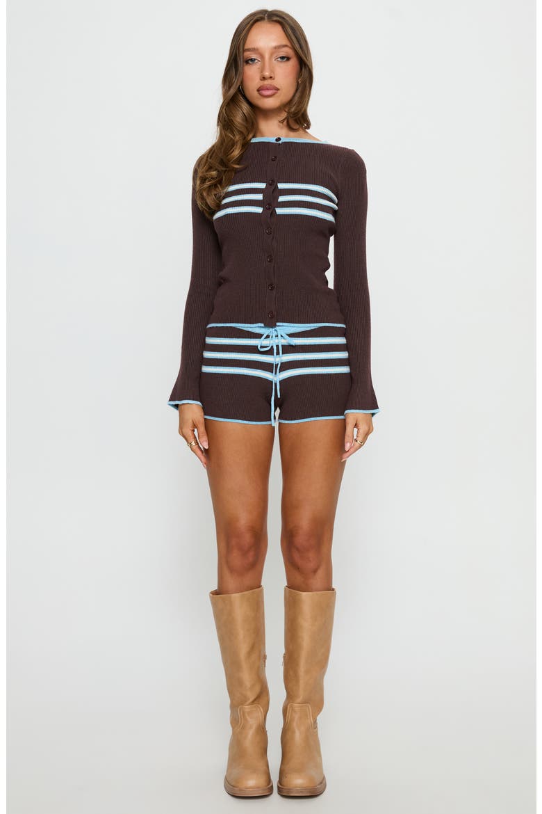 Beverlea Stripe Rib Cardigan, Alternate, color, BROWN / BLUE STRIPE