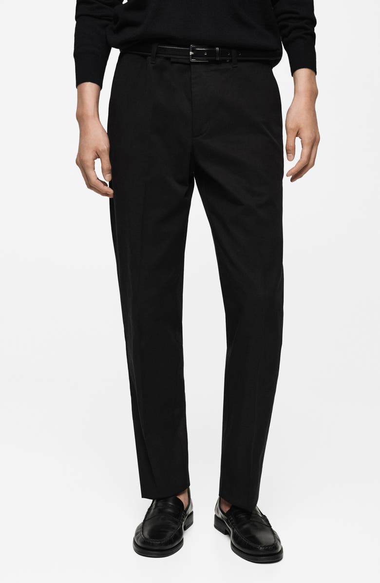 MANGO Regular Fit Flat Front Twill Chinos, Main, color, 